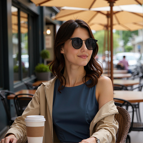 Vincent Chase Polarized Light Gray Full Rim Round left side