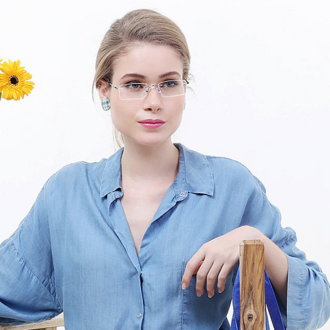 Vincent Chase Online Sky Blue Rimless Rectangle right side