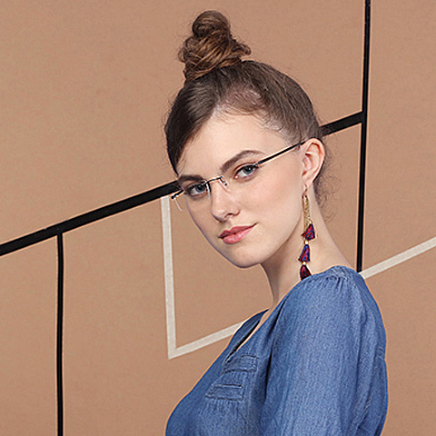 Lenskart Air Online Mid Gunmetal Rimless Rectangle right side