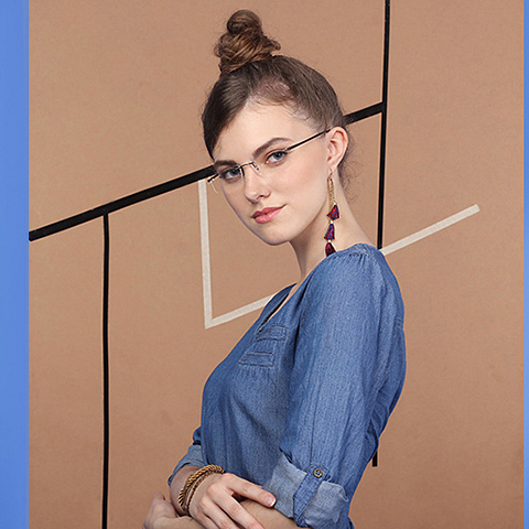 Lenskart Air Online Mid Gunmetal Rimless Rectangle right side