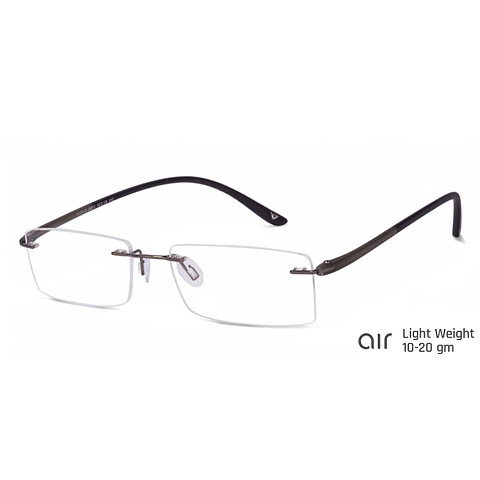 Lenskart Air Online Mid Gunmetal Rimless Rectangle left side