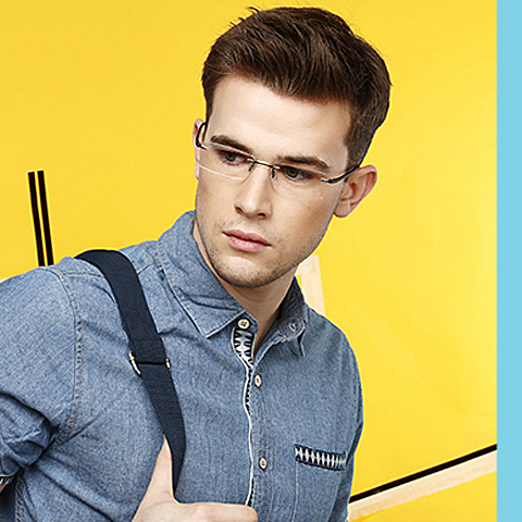 Lenskart Air Online Mid Gunmetal Rimless Rectangle right side