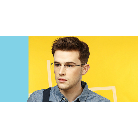 Lenskart Air Online Mid Gunmetal Rimless Rectangle left side