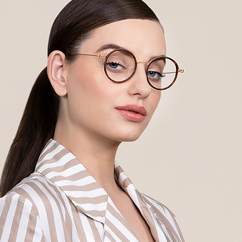 Lenskart Air Online Golden Brown Full Rim Round left side