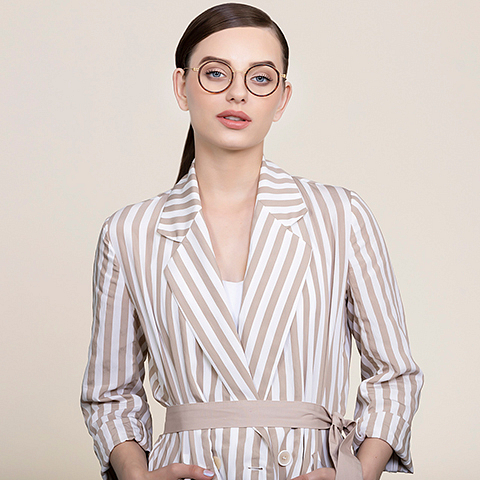 Lenskart Air Online Golden Brown Full Rim Round left side